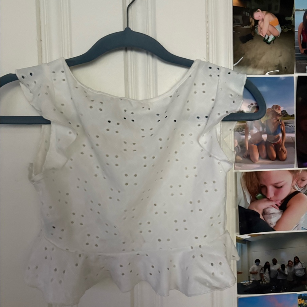 White Eyelet Ruffle Top - Picture 2 of 2